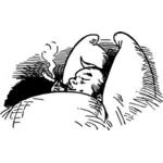 Laki-laki dengan rokok di tempat tidur vektor grafis